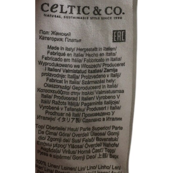 Celtic & Co Top Women's Size 10 White Green Tie Dye Oversized 100% Linen - Picture 4 of 5